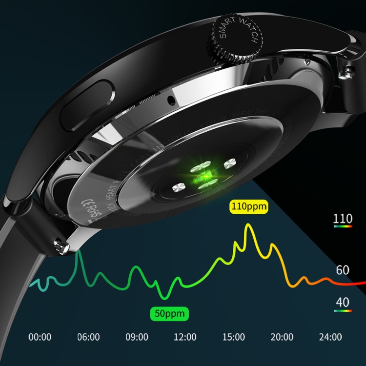 HD3 1.32 pulgadas Monitoreo de frecuencia cardíaca Smart Watch con función de pago (cuero negro) - B5