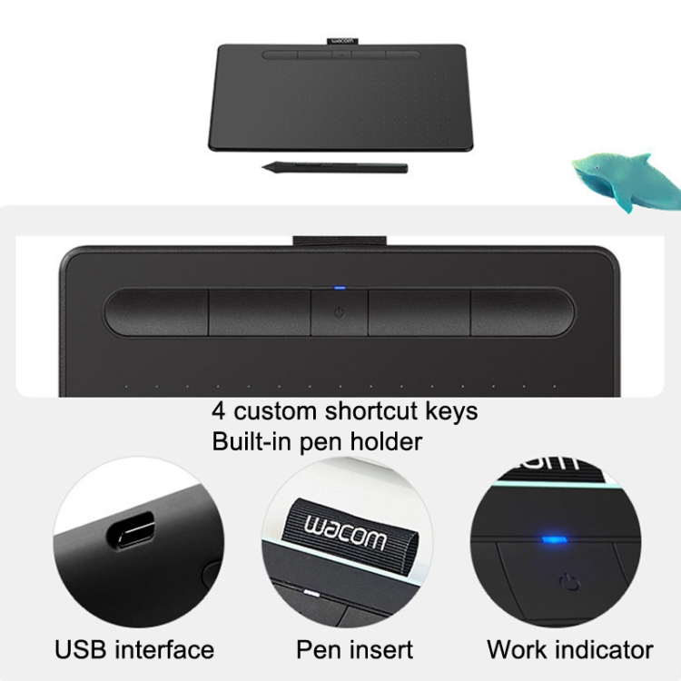 Tableta de pluma Bluetooth de Wacom tabla de dibujo digital USB (negro) - B3