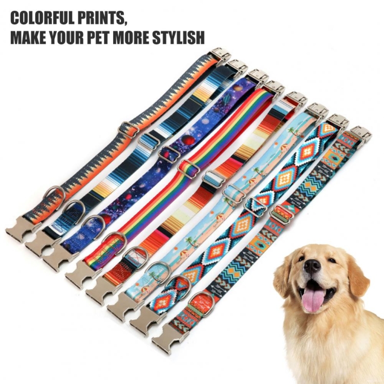 Pet Ethnic Style Polyester Cotton Print Pattern Collar, Size: S: 1.5x27-43cm (Summer Beach)