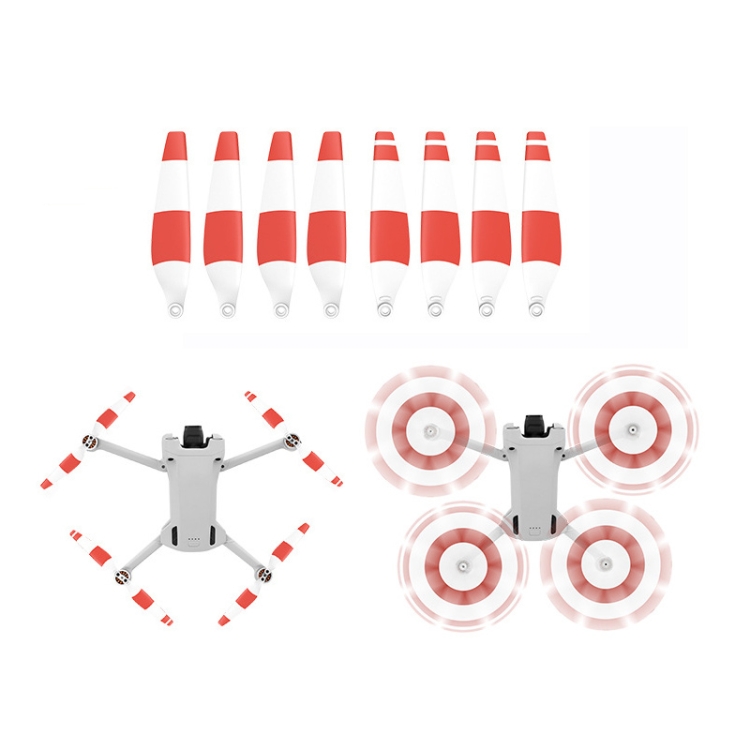 8 PCS 6030F hélices de ala de bajo ruido colorido de doble cara para DJI Mini 3 Pro, Color: Rojo blanco - 1