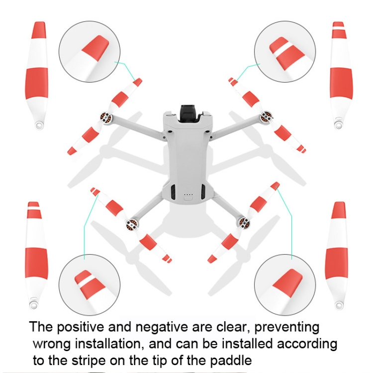 8 PCS 6030F hélices de ala de bajo ruido colorido de doble cara para DJI Mini 3 Pro, Color: Rojo blanco - B3
