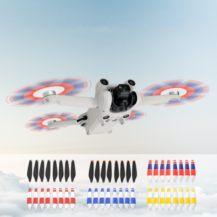 8 PCS 6030F hélices de ala de bajo ruido colorido de doble cara para DJI Mini 3 Pro, Color: Rojo blanco - B4