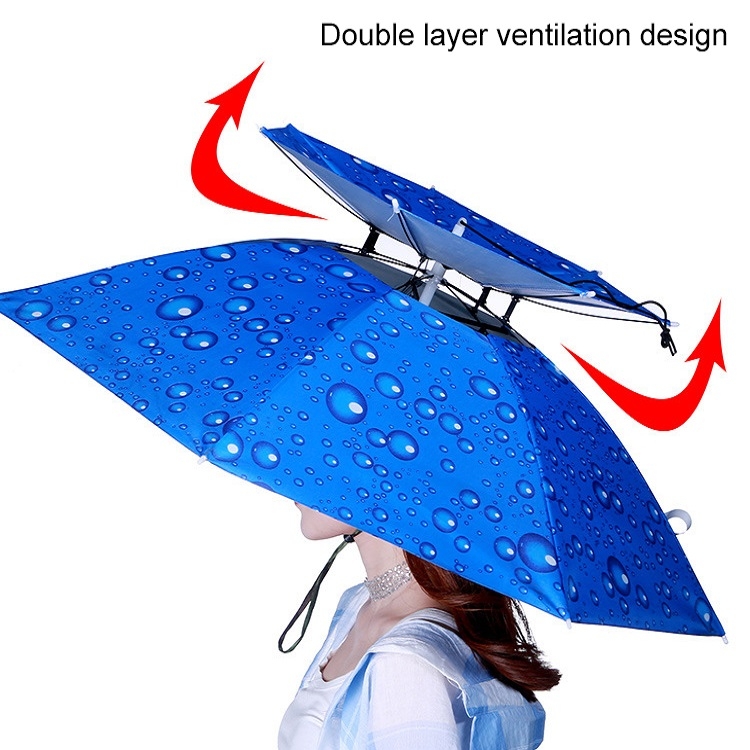 Double-layer Fishing Umbrella Hat Outdoor Sunscreen And Rainproof Folding Umbrella  Hat, Color: 95 Purple (Rubber Sleeve)