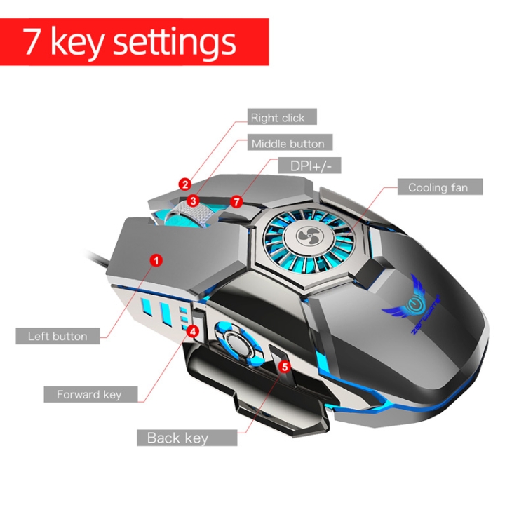 K-Snake Q18 9 Teclas 6400DPI Máquina brilhante Mouse com fio para jogos,  Comprimento do cabo