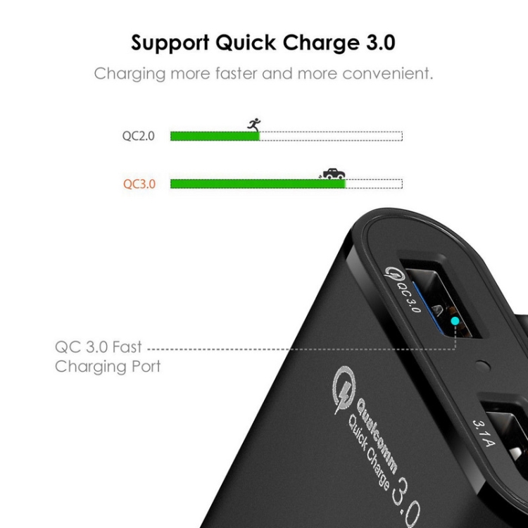 2PCS QC3.0 Four Ports Fast 5V 8A Car Charger Back Seat Charger(Black) 2PCS QC3.0 Four Ports Fast 5V 8A Car Charger Back Seat Charger(Black)