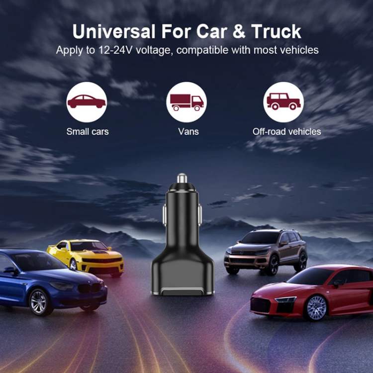 PD+2.4A Dual USB Car Charger, Style: 3 Ports (Black) PD+2.4A Dual USB Car Charger, Style: 3 Ports (Black)