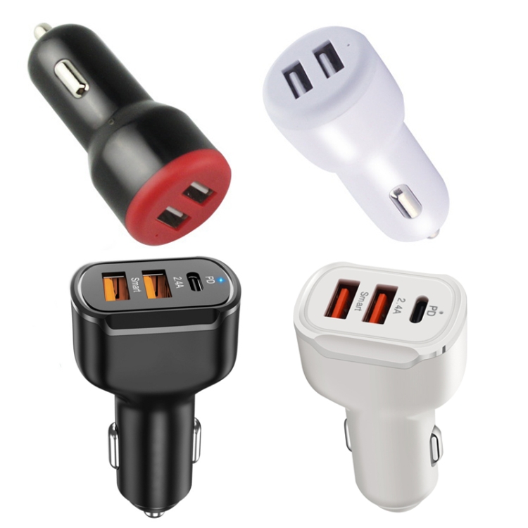 PD+2.4A Dual USB Car Charger, Style: 3 Ports (White) PD+2.4A Dual USB Car Charger, Style: 3 Ports (White)
