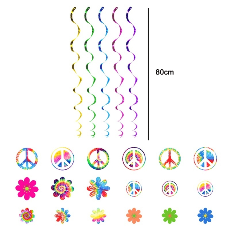 Tie Dye Spiral Themed Kindergarten Birthday Party Decoration Set