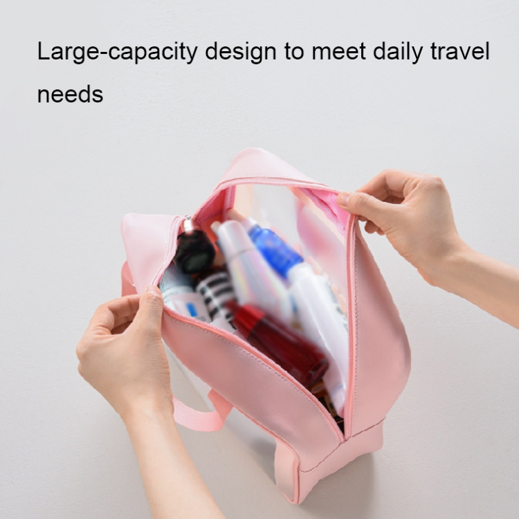 PVC Bolsa cosmética portátil impermeable transparente, tamaño: L (rosa) - B4
