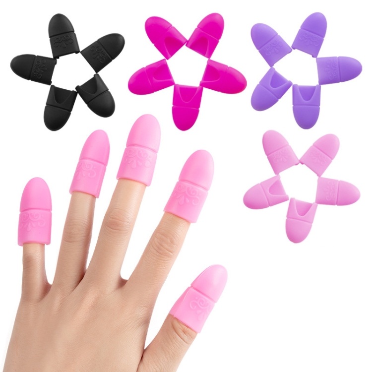 Munas de dedo de silicona sin eliminación de uñas de 4 pcs (rosa roja) - B1