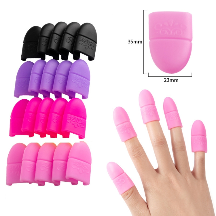 Munas de dedo de silicona sin eliminación de uñas de 4 pcs (rosa roja) - B2