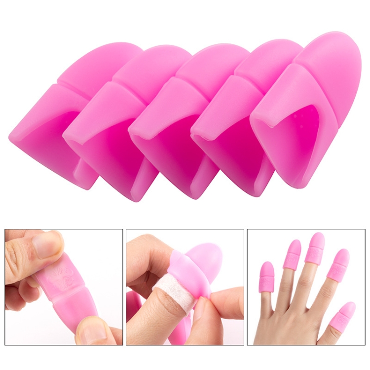 Munas de dedo de silicona sin eliminación de uñas de 4 pcs (rosa roja) - B5