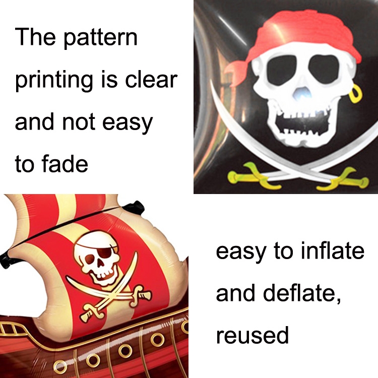 5PCS Pirate Ship Balloon Cartoon Halloween Aluminum Film Balloon(Red)