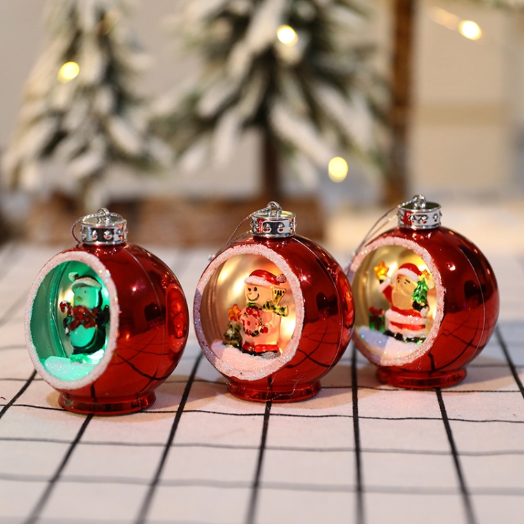 Colorful Lights Electroplating Christmas Ball Semicircle Luminous  Decorative Ball(Silver Snowman)