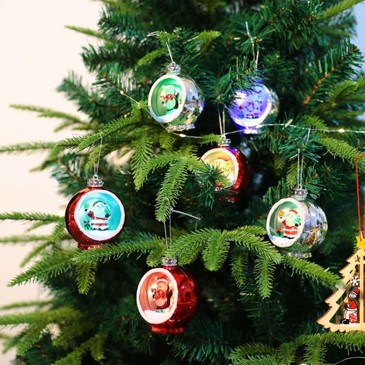 Colorful Lights Electroplating Christmas Ball Semicircle Luminous  Decorative Ball(Silver Snowman)