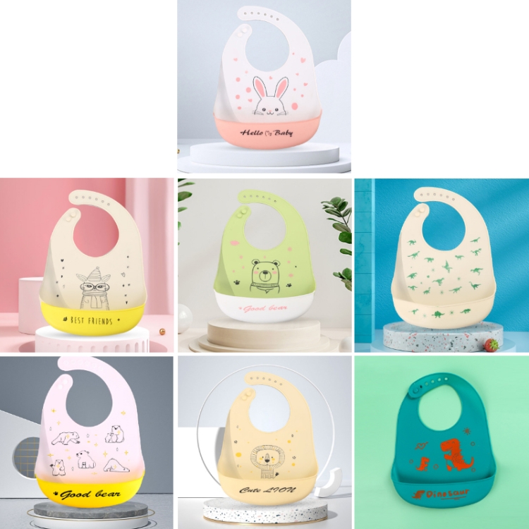 Baby Oil Spray Waterproof Silicone Bib Ultra-thin Saliva Towel, Pattern: Rabbit  BATT2