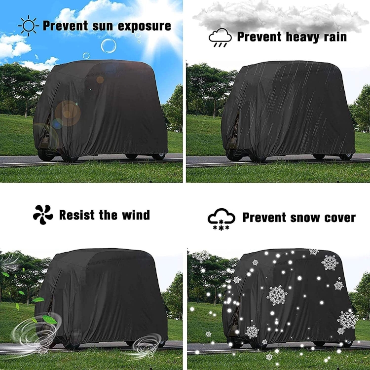210D Oxford Cloth Golf Cart Cover Scooter Kart Dust Cover, Specification: 242 x 122 x 168 cm(Black) - B5