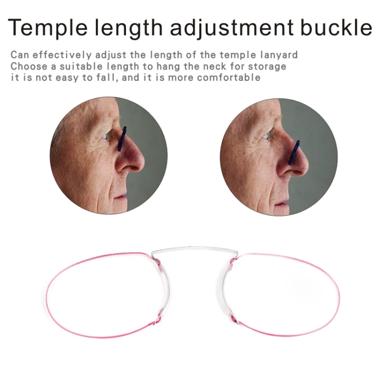 Pincenez Reading Glasses Frameless Magnifying Glasses, Degree +100(Grey)