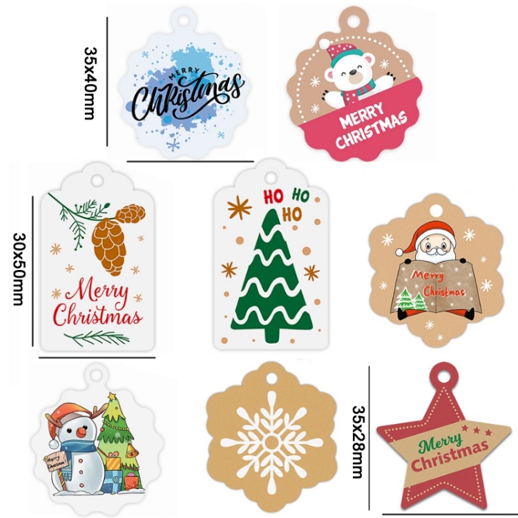 100pcs / Pack Christmas Kraft Paper Tag Gift Wrap Card Set(L-31)