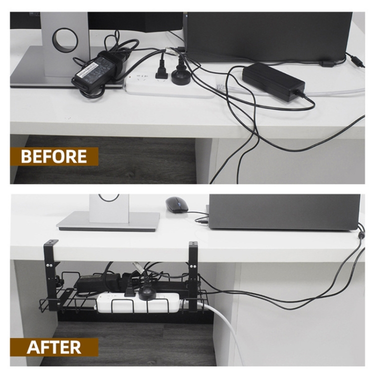 Under Desk Cable Management Tray Carbon Steel Cable Organizer Cable ...