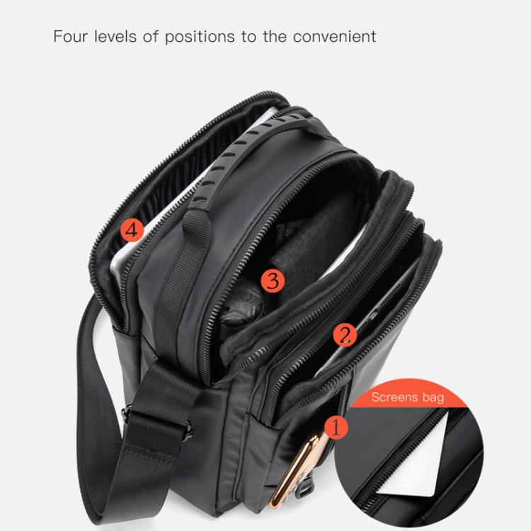 WEIXIER D237 Men Shoulder Bag Minimalist Outdoor Casual Bag, Color: Double Pull Gray Big - B3