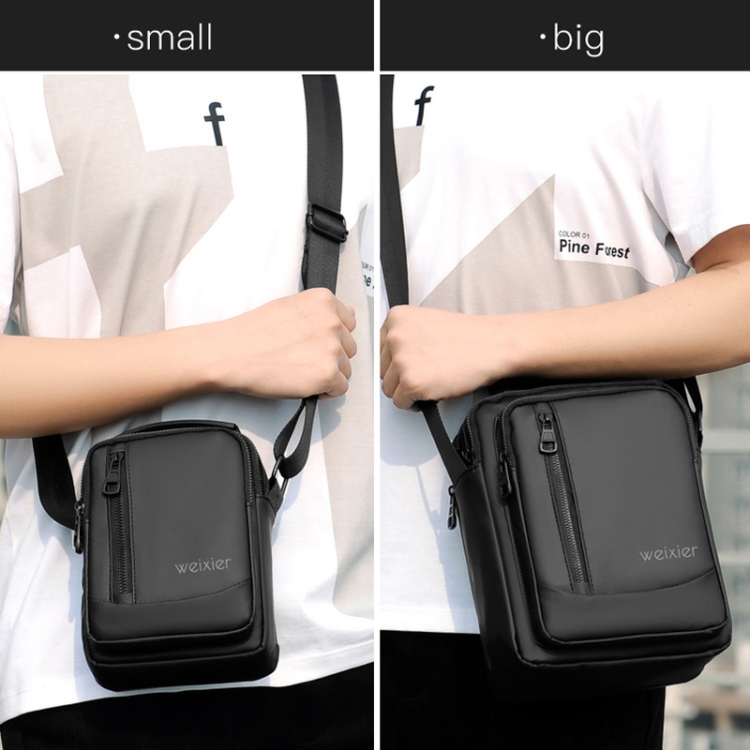 WEIXIER D237 Men Shoulder Bag Minimalist Outdoor Casual Bag, Color: Double Pull Gray Big - B5