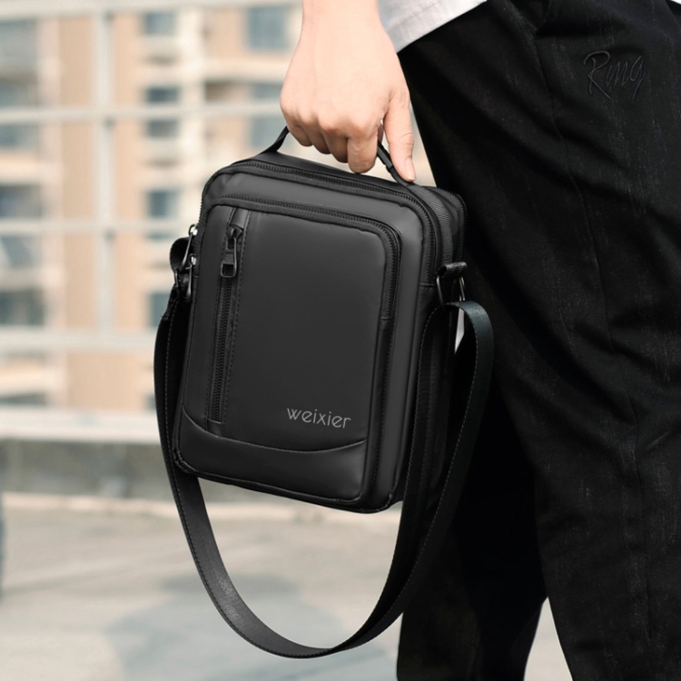WEIXIER D237 Men Shoulder Bag Minimalist Outdoor Casual Bag, Color: Double Pull Gray Big - B6