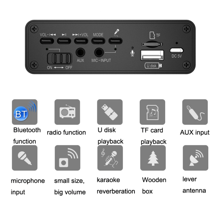KingNeed S309 Wooden Multifunctional Wireless Bluetooth Speaker Card Subwoofer KingNeed S309 Wooden Multifunctional Wireless Bluetooth Speaker Card Subwoofer