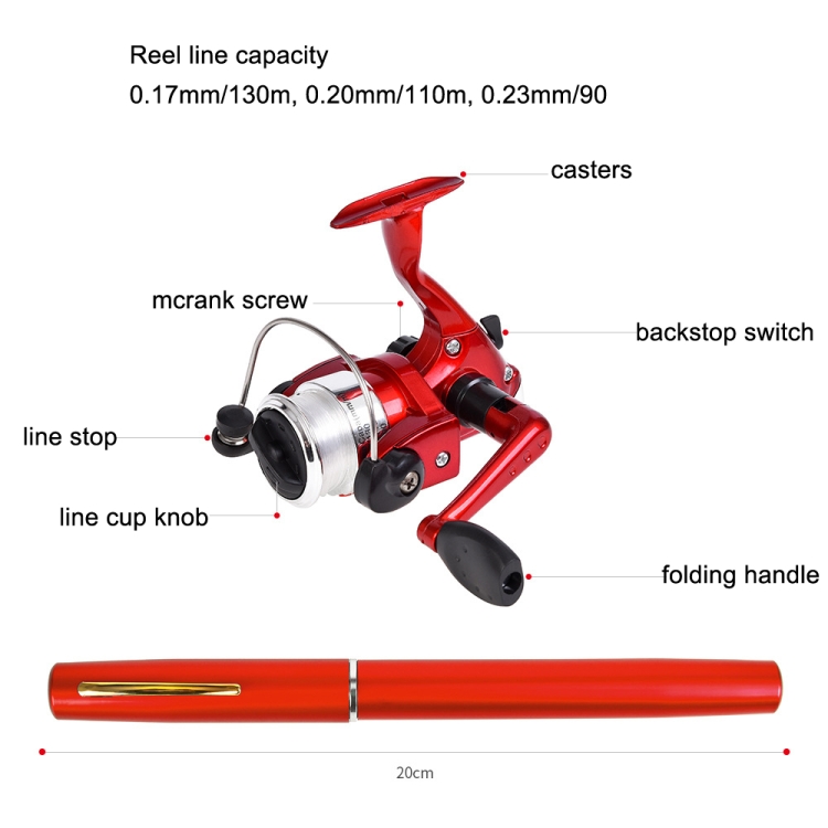 LEO Pen Type Fishing Rod & Spinning Wheel Fishing Reel Portable Pocket  Fishing Gear(H8022G Gold)