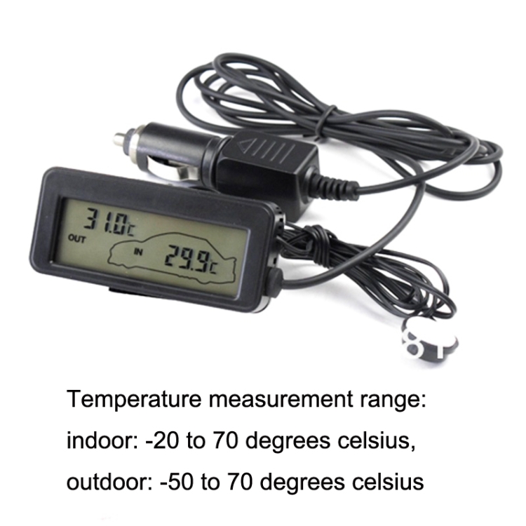 Mini thermomètre numérique rétroéclairé intérieur et extérieur de voiture  (vert)