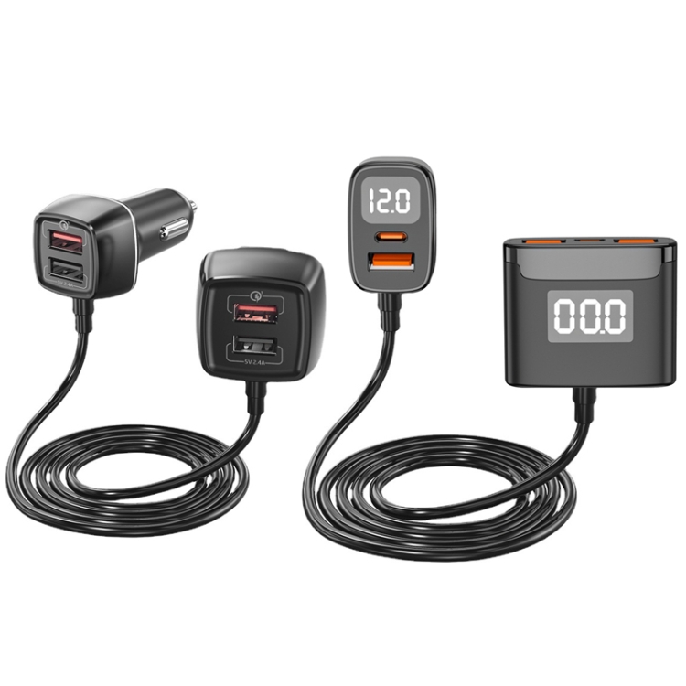 One For Four Car Charger QC3.0 Fast Charge 4USB Car Front And Rear Seat Car Charger, Style: Standard Edition One For Four Car Charger QC3.0 Fast Charge 4USB Car Front And Rear Seat Car Charger, Style: Standard Edition