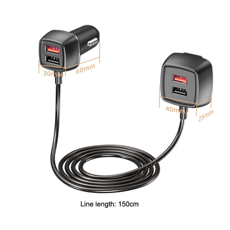 One For Four Car Charger QC3.0 Fast Charge 4USB Car Front And Rear Seat Car Charger, Style: Standard Edition One For Four Car Charger QC3.0 Fast Charge 4USB Car Front And Rear Seat Car Charger, Style: Standard Edition