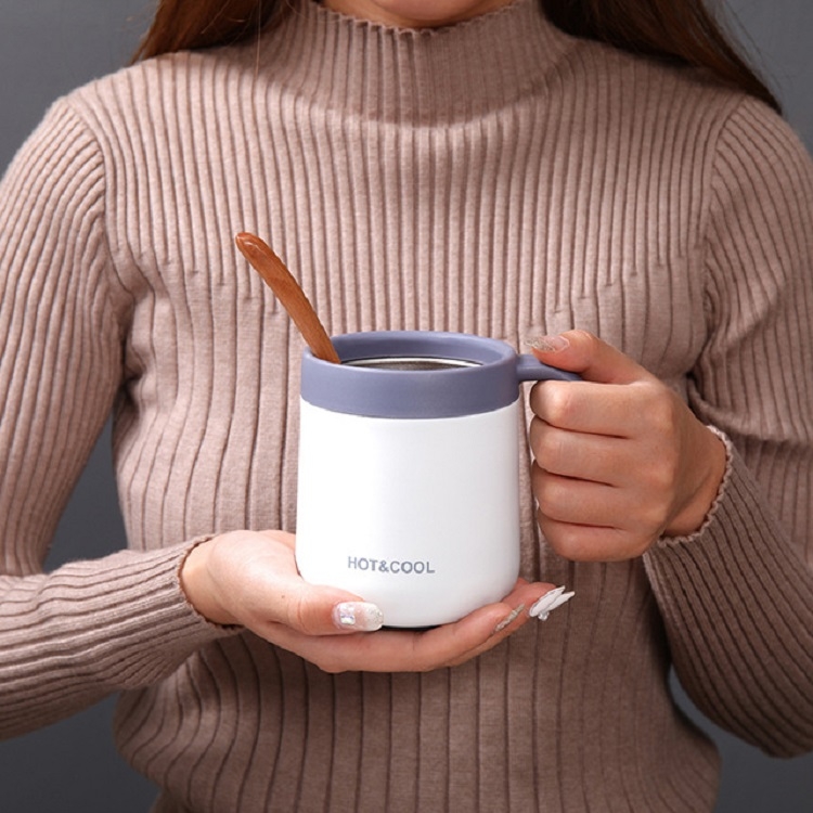 Round Bottom Flip Lid Office Cup Drinking Cup With Handle, Capacity: 350ml( White)