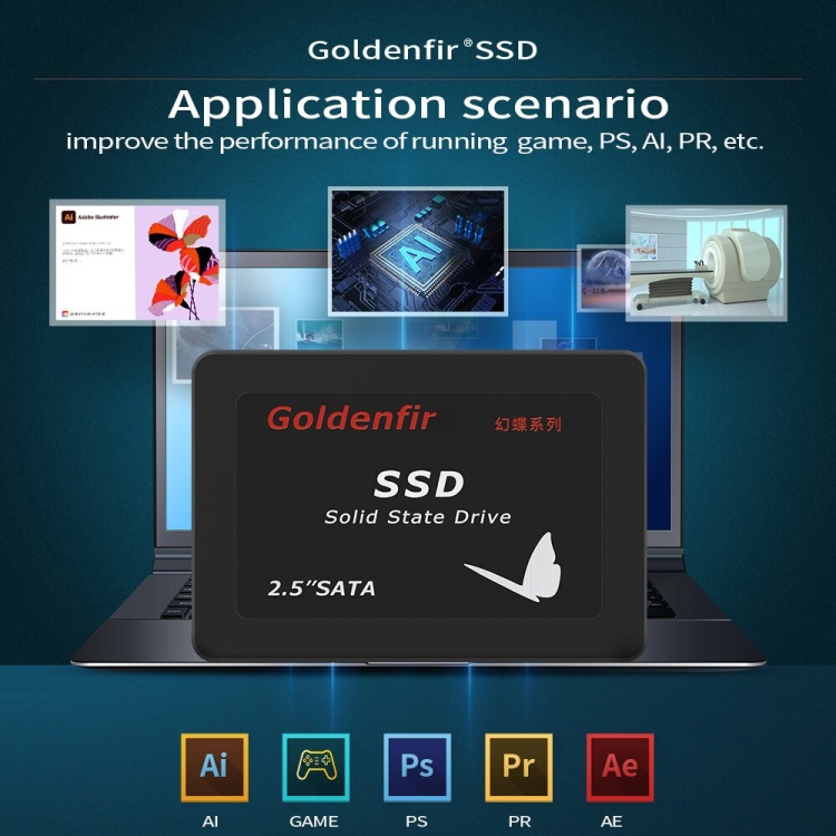 Unidad de estado sólido para computadora Goldenfir T650, arquitectura flash: TLC, capacidad: 64 GB - B5