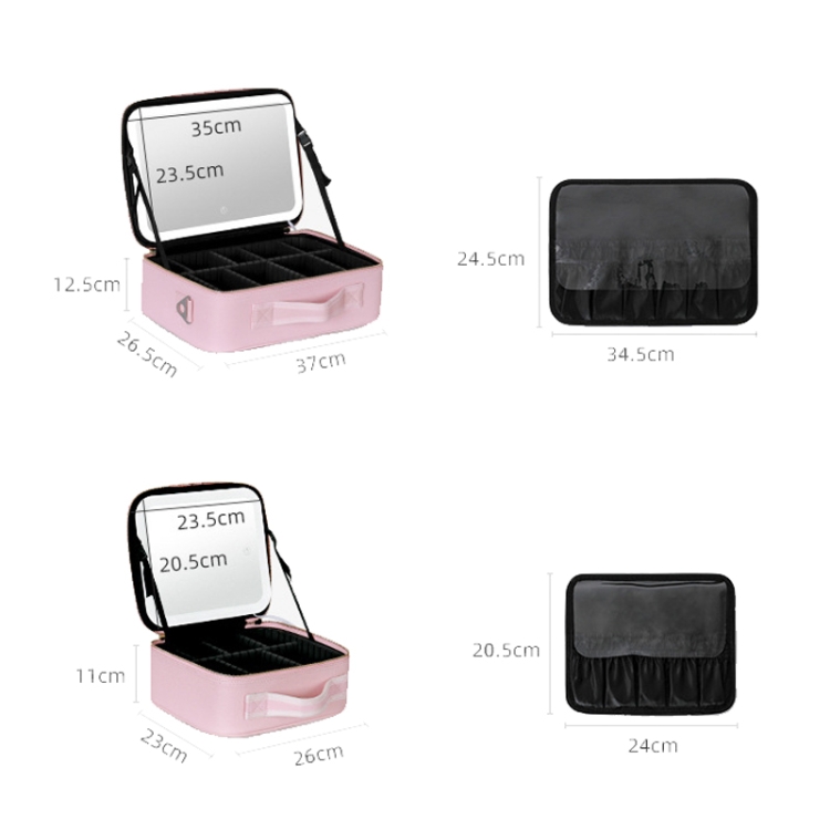 NICELAND TM1060 Bolsa de maquillaje portátil de gran capacidad con lámpara, color: rosa pequeño - B1