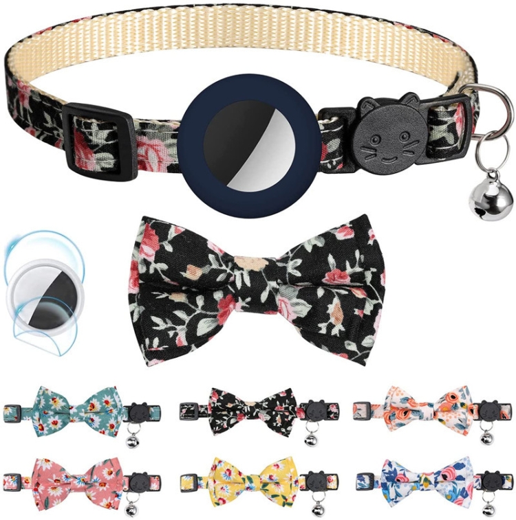 Anti-Lost Printed Bow Pet Collar with Bell for AirTag(Mint Green) Anti-Lost Printed Bow Pet Collar with Bell for AirTag(Mint Green)