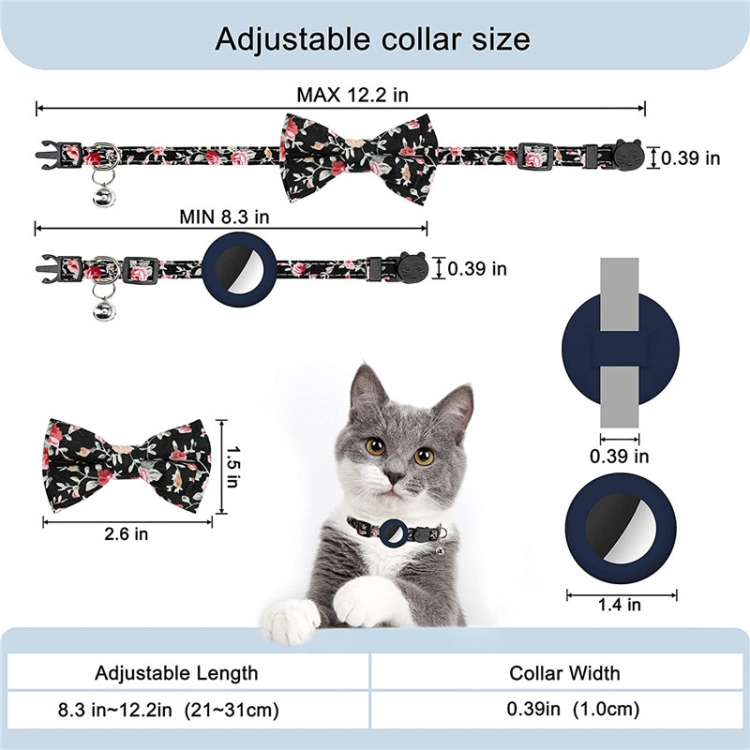 Anti-Lost Printed Bow Pet Collar with Bell for AirTag(Mint Green) Anti-Lost Printed Bow Pet Collar with Bell for AirTag(Mint Green)