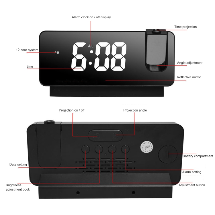 1 Pezzo Orologio Digitale Da Tavolo Con Display Lcd In Plastica,  Multifunzione, Silenzioso, Stile Semplice