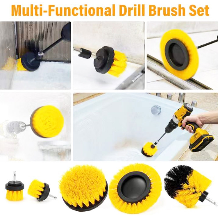 6 PCS / Set Electric Drill Head Car Tire Floor Crevice Cleaning Brush(Yellow) - B4