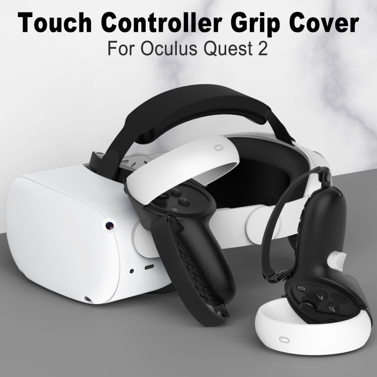 Cubierta protectora de silicona de medio paquete anticolisión del controlador VR para Oculus Quest 2 (negro) - B1