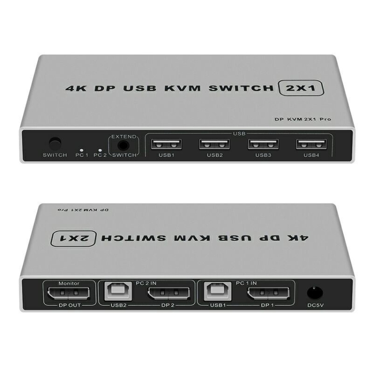 4K KYSW59 60HZ DP USB KVM Switch 2-en-1 Dispositivo para compartir computadora - 1