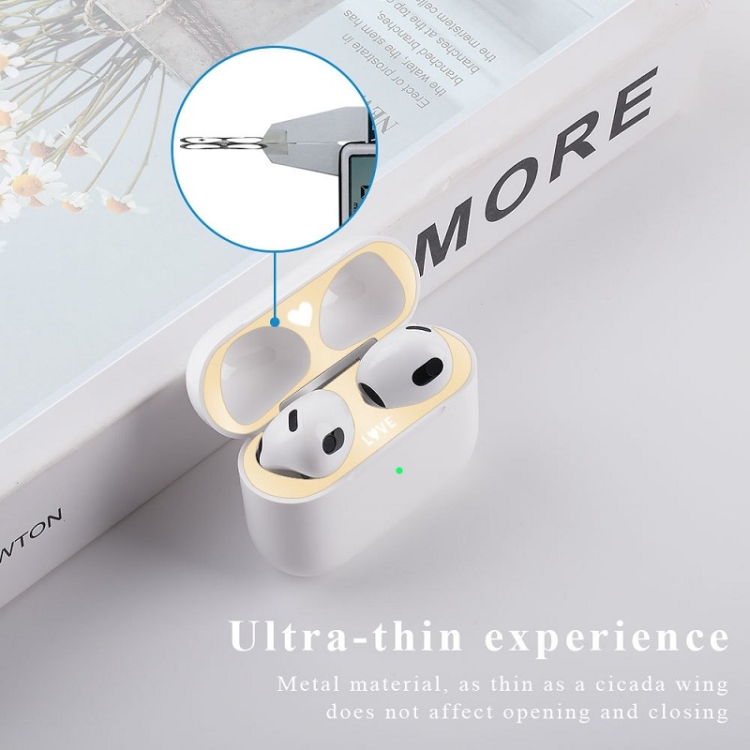 2 PCS Headphone Inner Cover Protective Metal Dustproof Sticker for AirPods 3(B1) 2 PCS Headphone Inner Cover Protective Metal Dustproof Sticker for AirPods 3(B1)