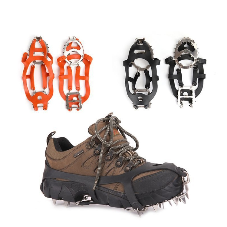1 Pair 18 Large Spikes Crampons Outdoor Winter Walk Ice Fishing Snow Shoe  Spikes,Size: L Black