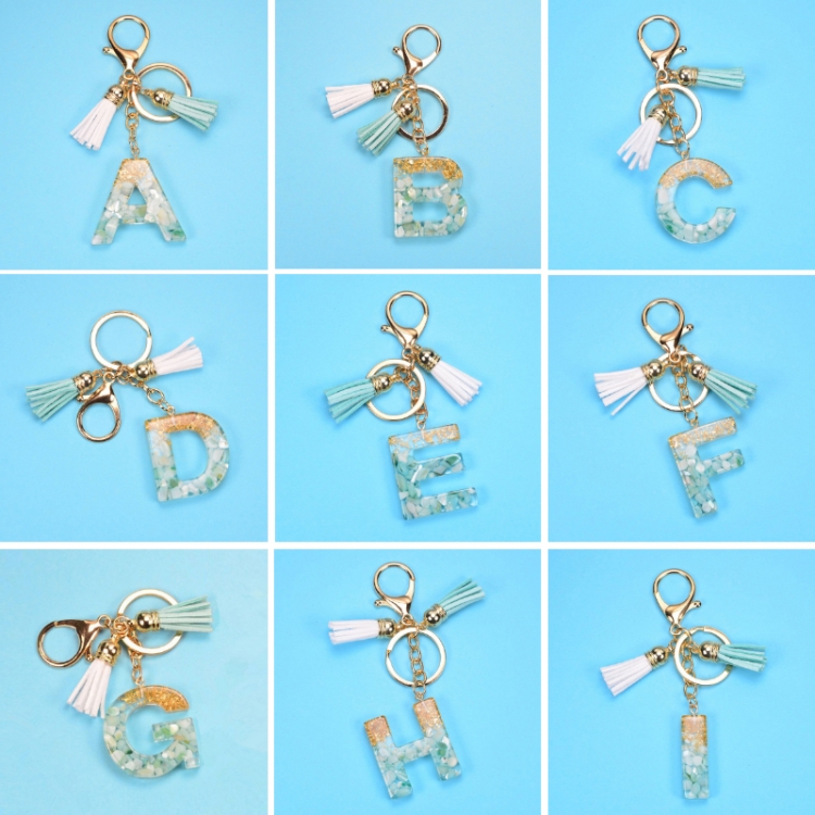 Teal & Foil Initial Keychain