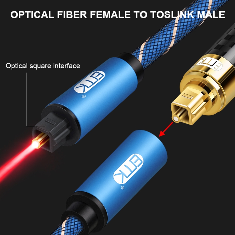 Cable de extensión de audio óptico digital emparejado EMK macho a hembra SPDIF, longitud del cable: 1 m (azul) - B3