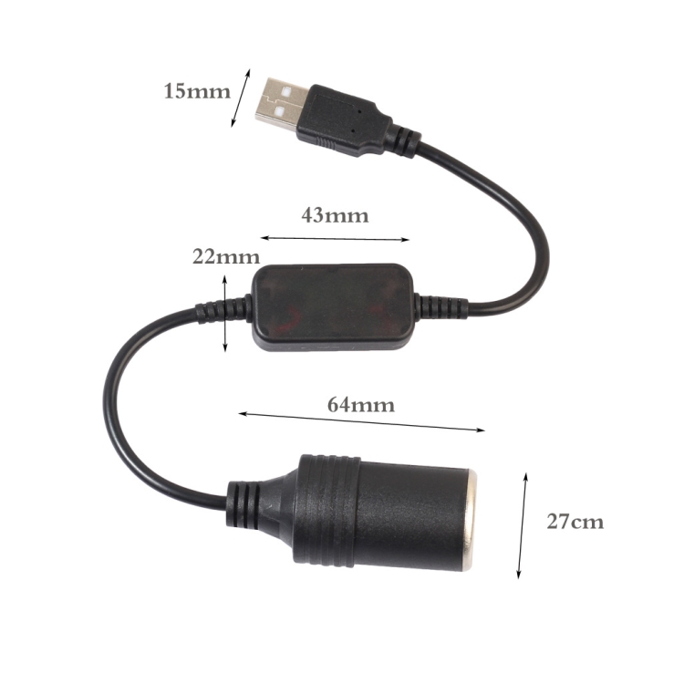 2 PCS Auto USB zu Zigarettenanzünder 5V zu 12V Boost Power Adapterkabel,  Modell: 1,2 m