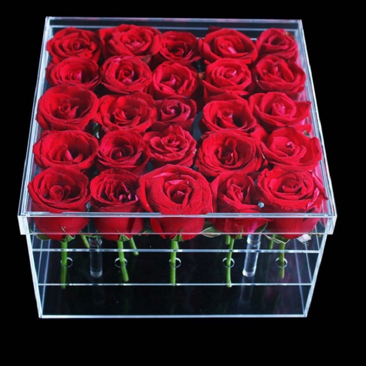 Square Transparent Acrylic Gift Box Flower Box, Specification 36 Holes