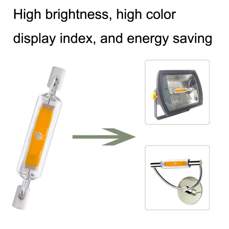 78MM 10W R7S LED COB Dimmer Glass Lamp Double-end Horizontal Plug-in Light( 220v Cold White Light)