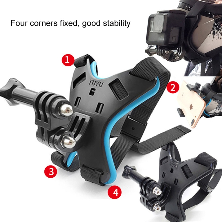 TUYU casco de motocicleta barbilla cámara de acción soporte de montaje para teléfono móvil soporte negro - B3