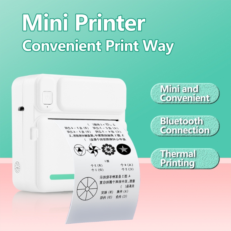 C19 200DPI Impresora de tareas para estudiantes Bluetooth Inkless Pocket Printer Pink Set - B1